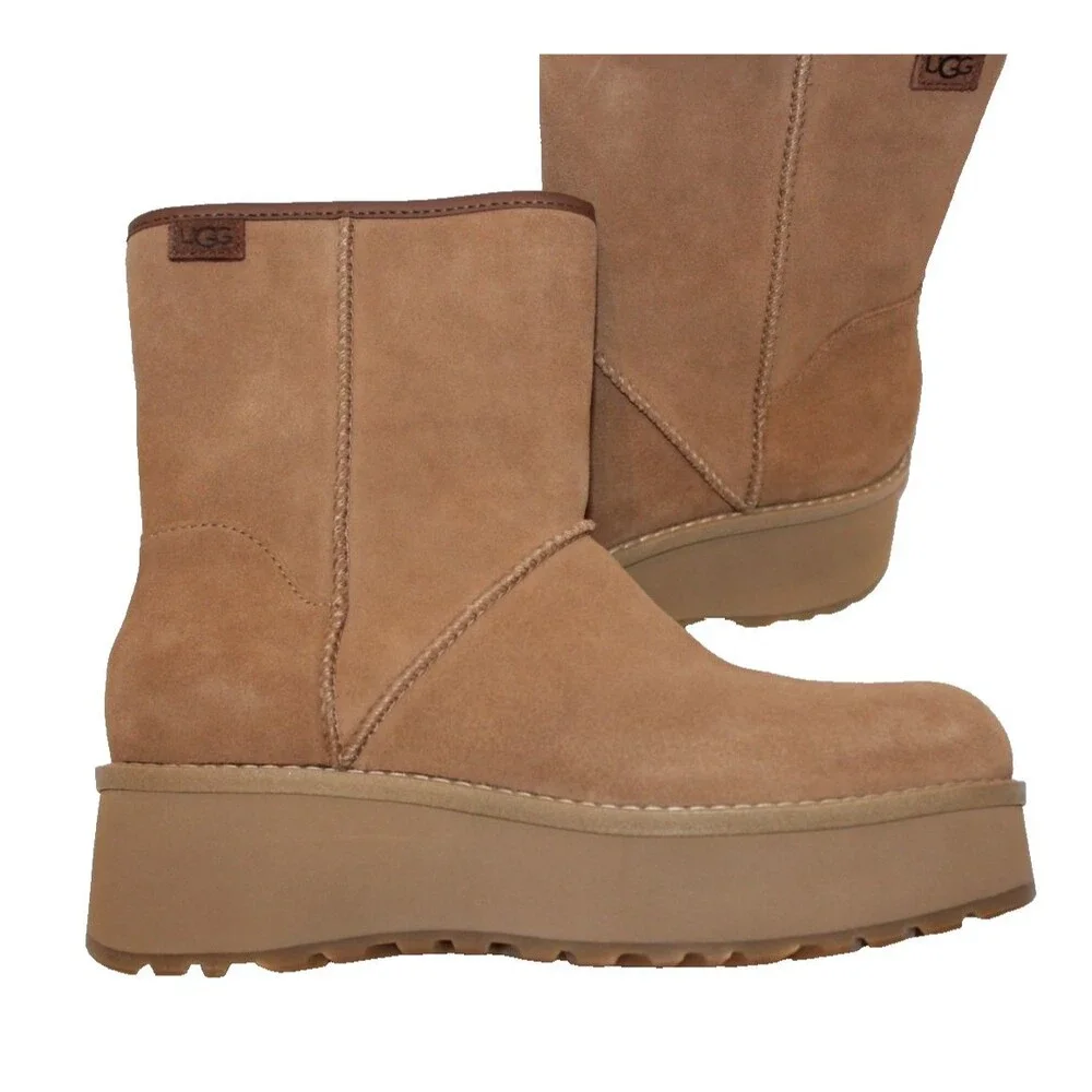 UGG CITYFUNC‎ MID CHESTNUT LEATHER WATERPROOF ZIP WOMEN'S BOOTS SIZE NIB